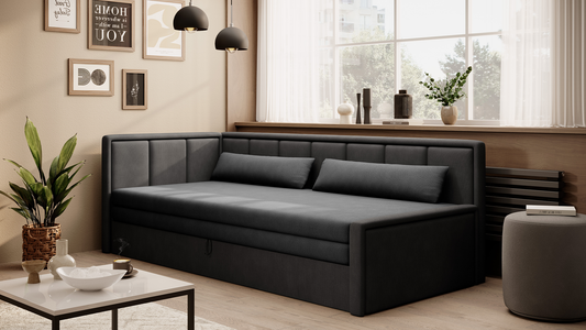 3-Sitzer Sofa & Tagesbett Dreisitzer Schlafsofa mit 2 Dekokissen und Stauraum, Links oder rechts