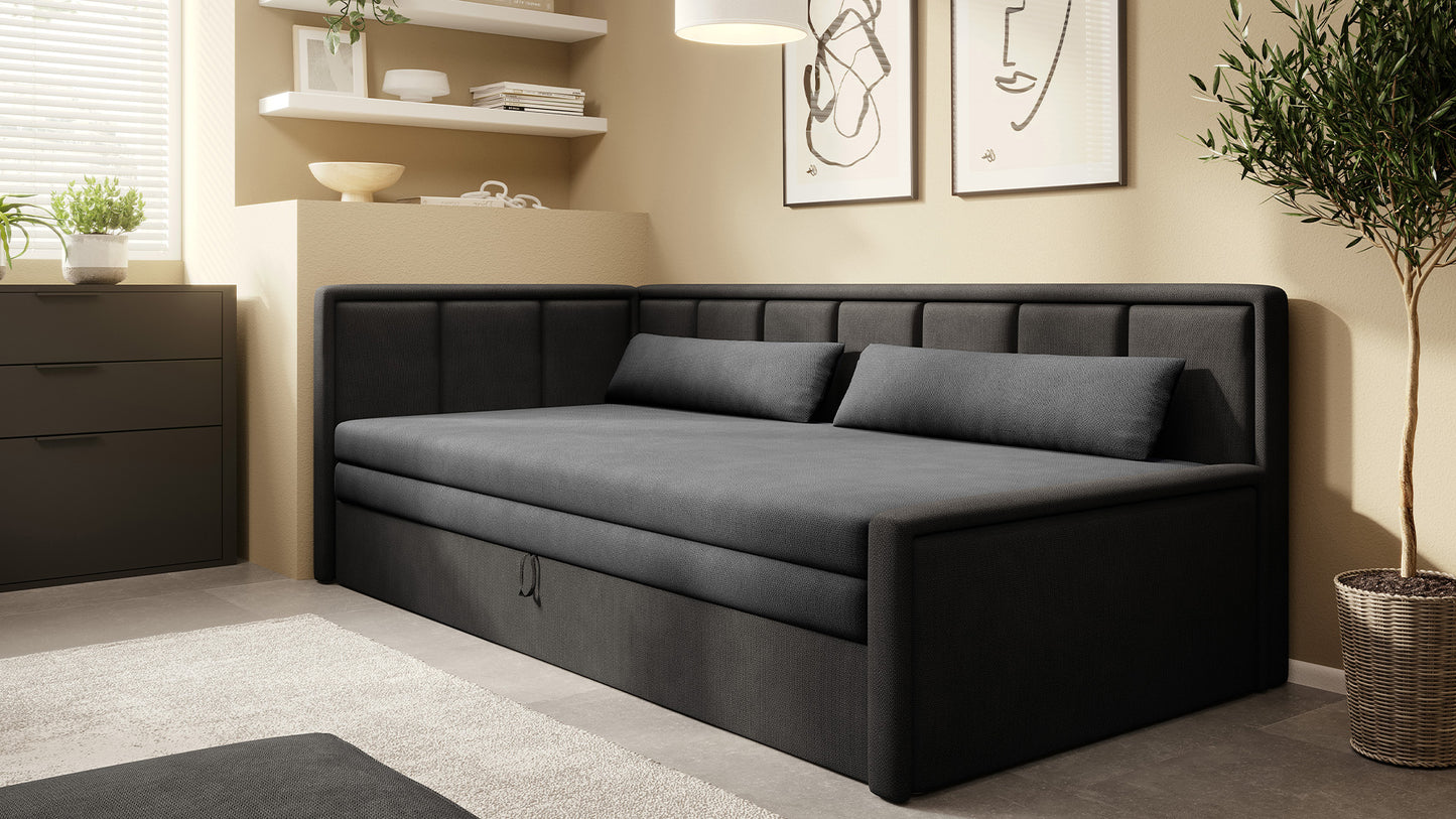 3-Sitzer Sofa & Tagesbett Dreisitzer Schlafsofa mit 2 Dekokissen und Stauraum, Links oder rechts