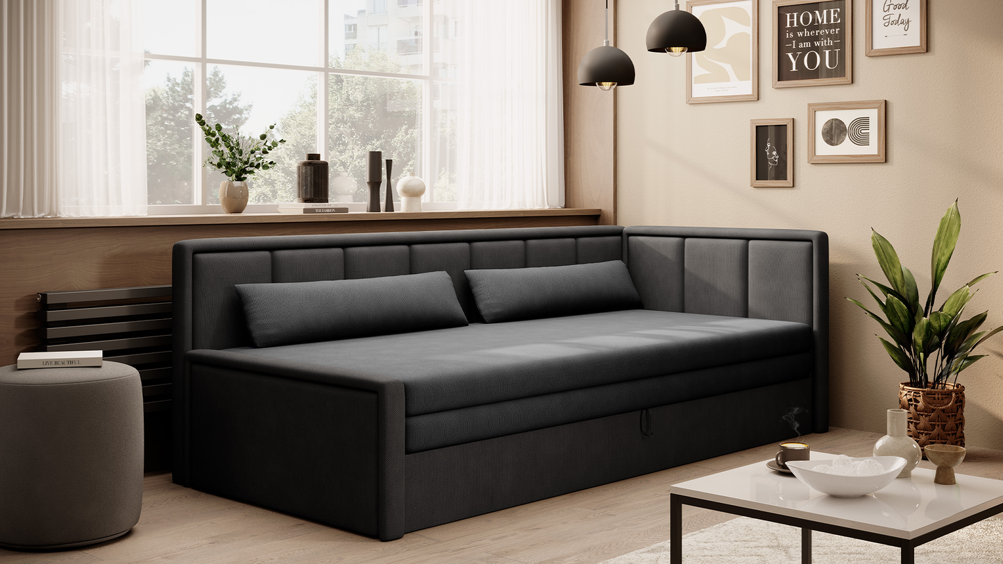 3-Sitzer Sofa & Tagesbett Dreisitzer Schlafsofa mit 2 Dekokissen und Stauraum, Links oder rechts