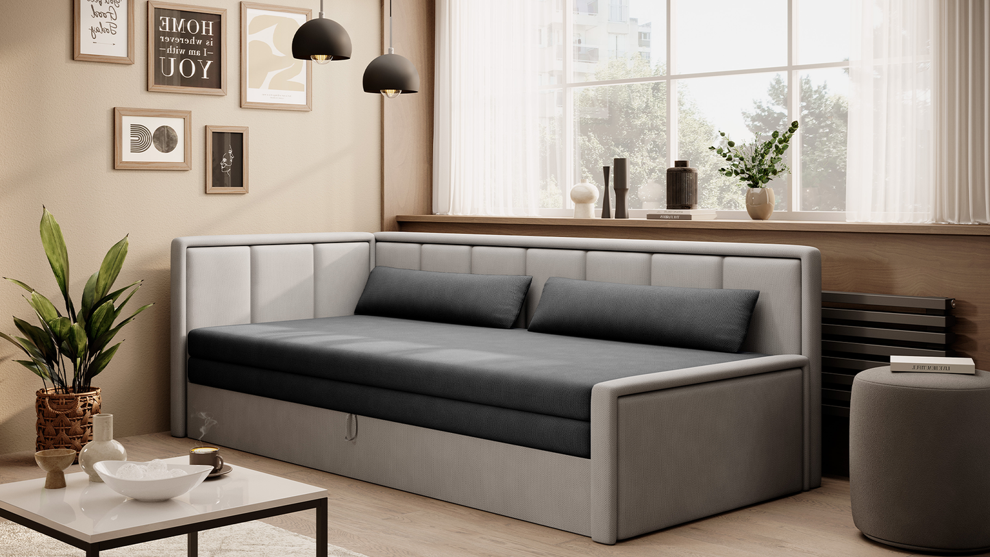 3-Sitzer Sofa & Tagesbett Dreisitzer Schlafsofa mit 2 Dekokissen und Stauraum, Links oder rechts