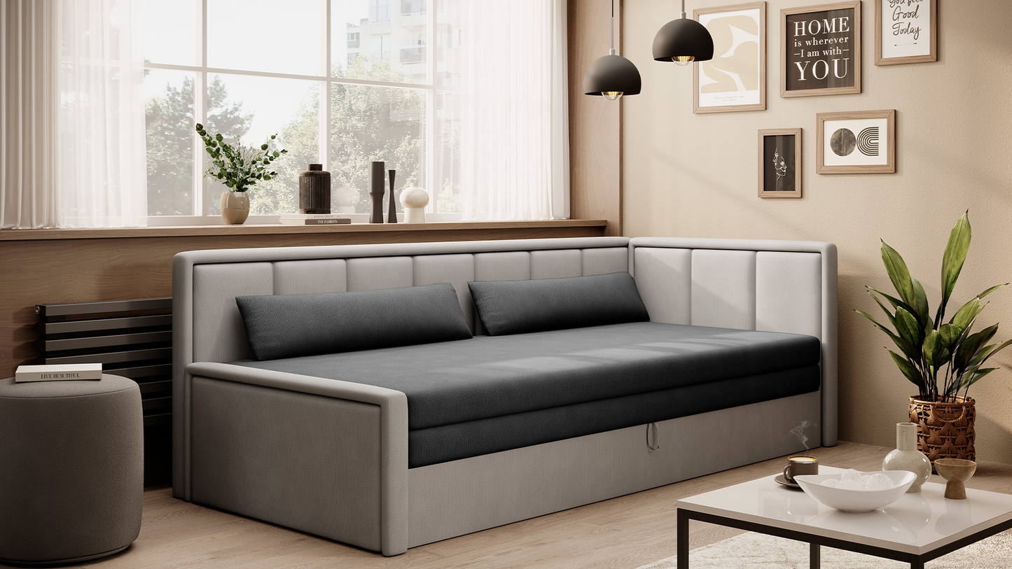 3-Sitzer Sofa & Tagesbett Dreisitzer Schlafsofa mit 2 Dekokissen und Stauraum, Links oder rechts