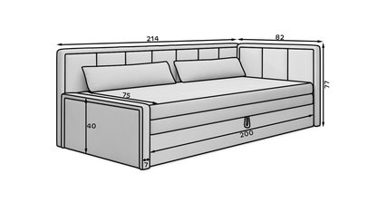 3-Sitzer Sofa & Tagesbett Dreisitzer Schlafsofa mit 2 Dekokissen und Stauraum, Links oder rechts