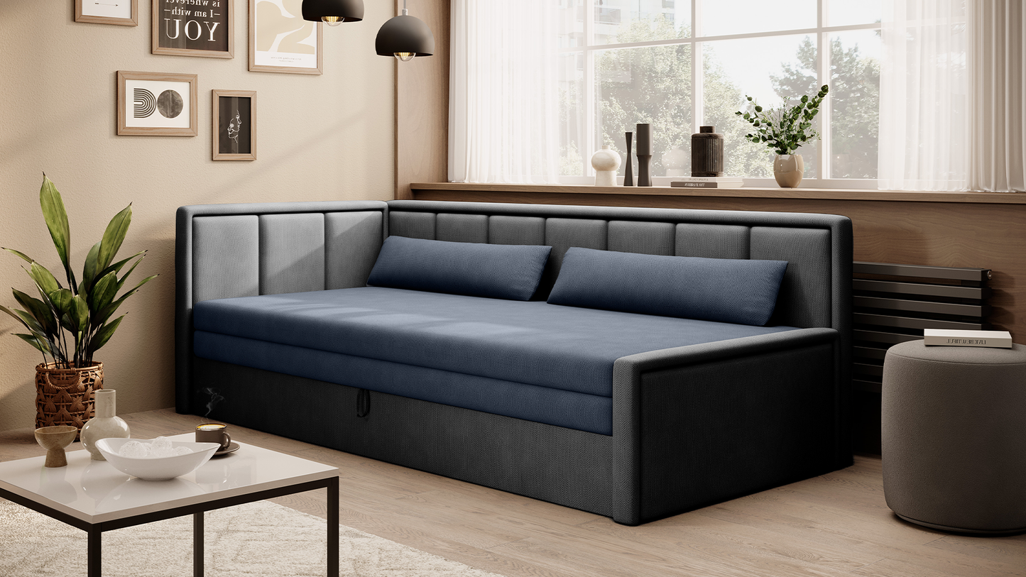 3-Sitzer Sofa & Tagesbett Dreisitzer Schlafsofa mit 2 Dekokissen und Stauraum, Links oder rechts