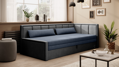 3-Sitzer Sofa & Tagesbett Dreisitzer Schlafsofa mit 2 Dekokissen und Stauraum, Links oder rechts