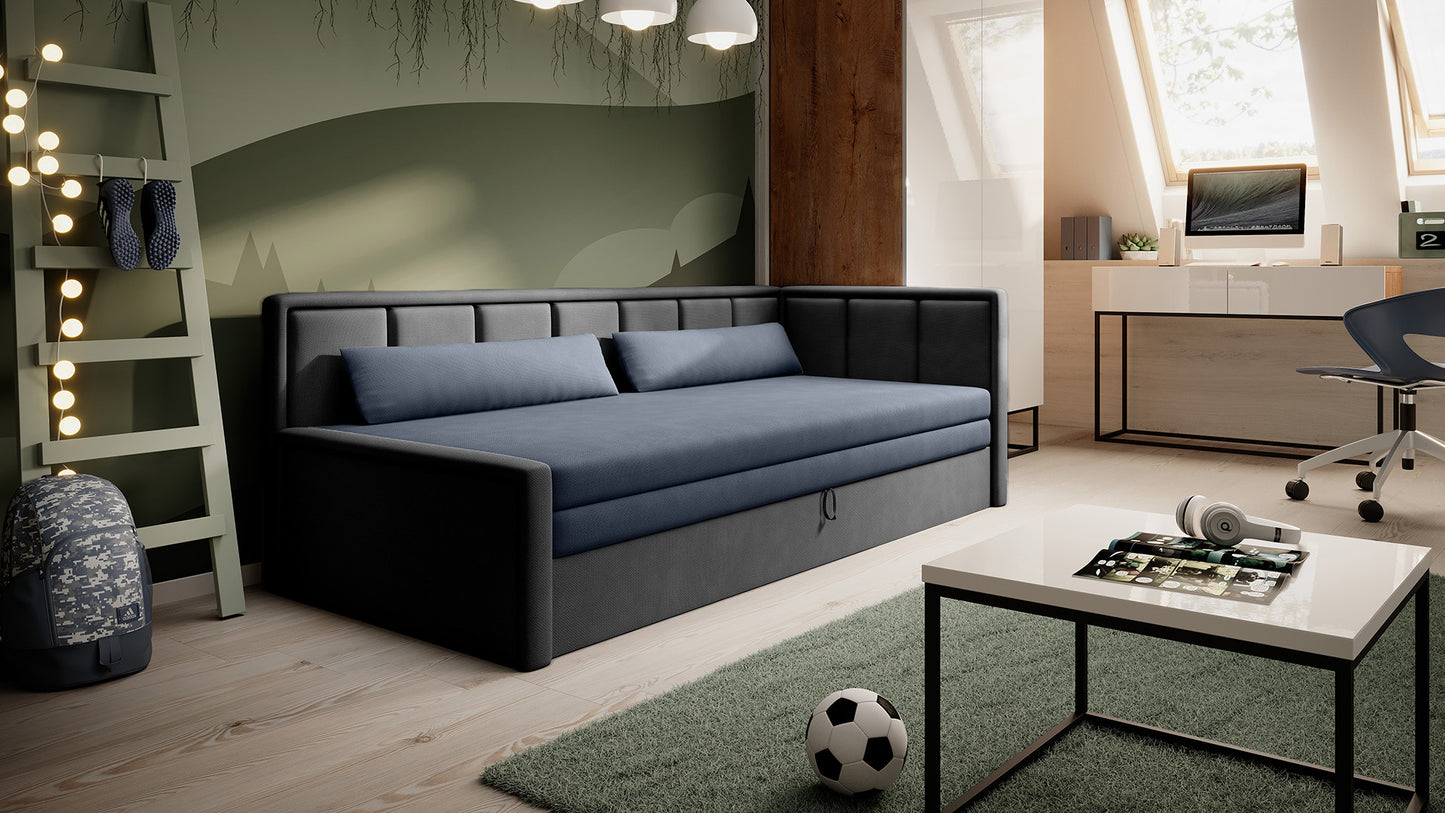 3-Sitzer Sofa & Tagesbett Dreisitzer Schlafsofa mit 2 Dekokissen und Stauraum, Links oder rechts