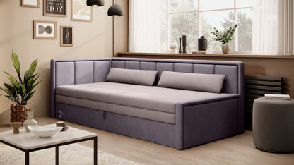 3-Sitzer Sofa & Tagesbett Dreisitzer Schlafsofa mit 2 Dekokissen und Stauraum, Links oder rechts