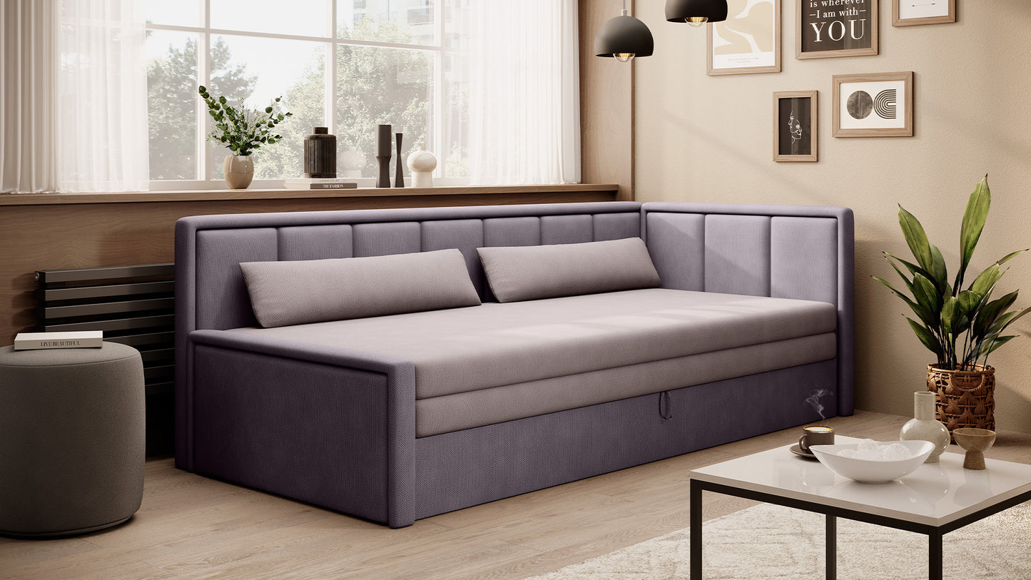 3-Sitzer Sofa & Tagesbett Dreisitzer Schlafsofa mit 2 Dekokissen und Stauraum, Links oder rechts