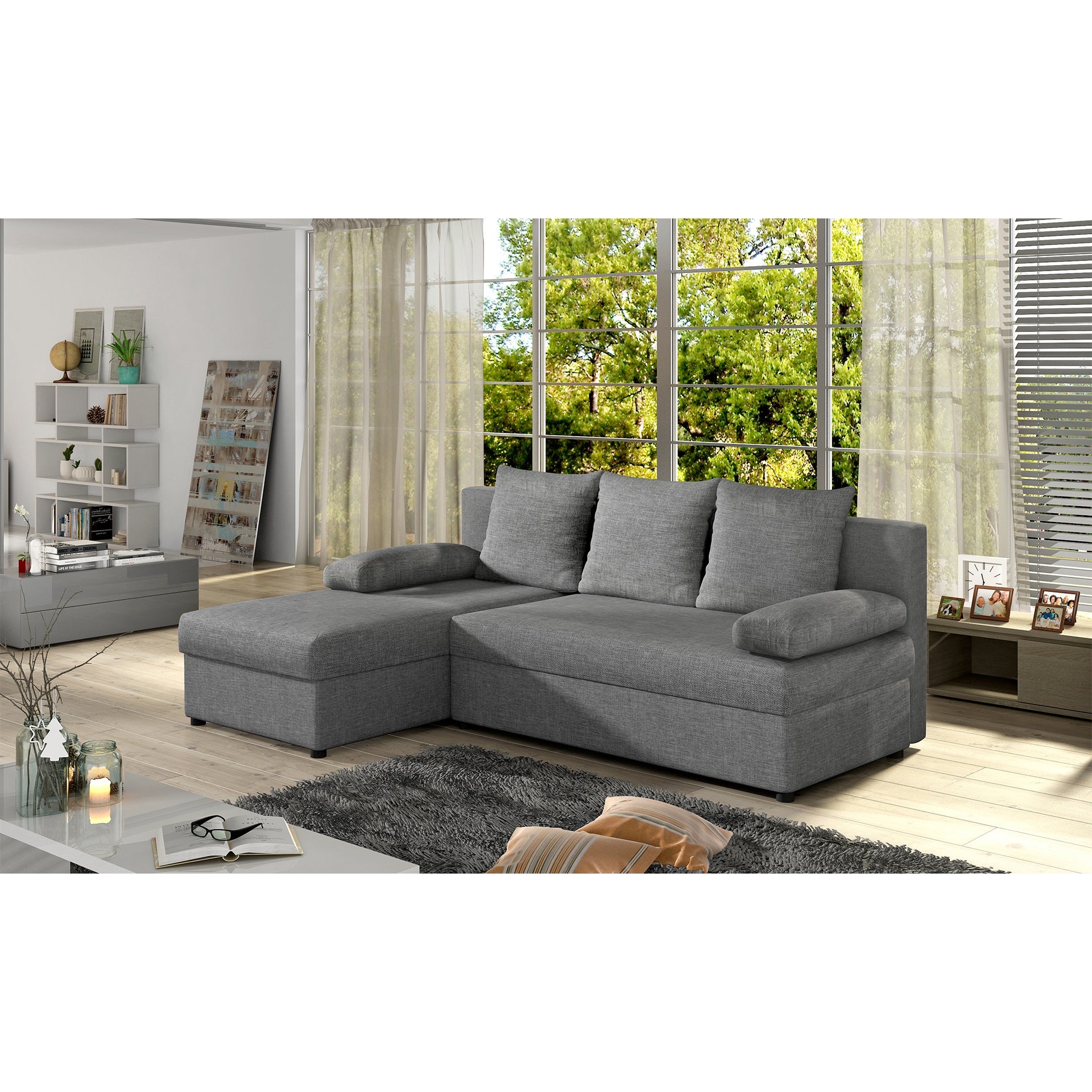 Ecksofa mit Schlaffunktion Eck-Sofa Corner Recamiere beidseitig montie – HomeCollectiveBerlin
