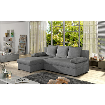 Canapé d'angle avec fonction couchage Canapé d'angle méridienne d'angle montable des deux côtés avec 5 coussins décoratifs, largeur totale 206 cm transformable en lit double