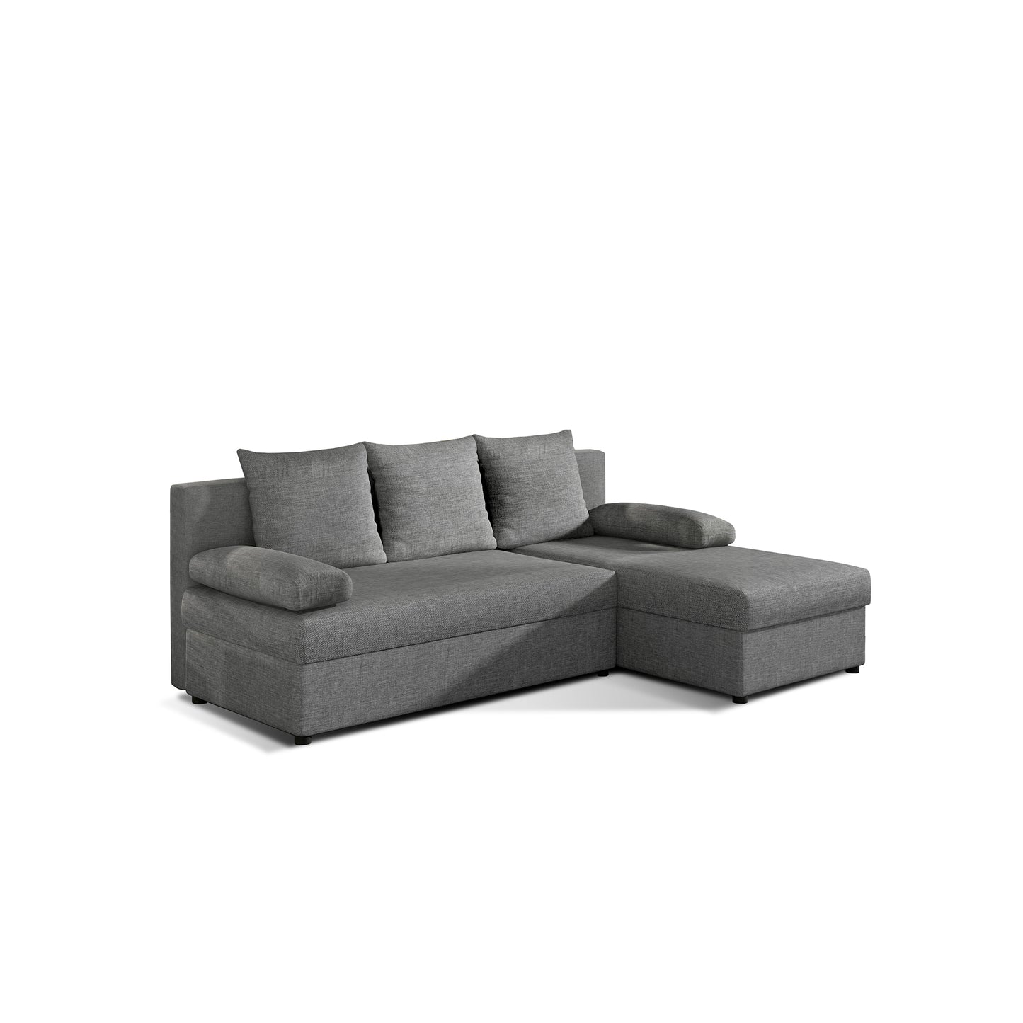 Ecksofa mit Schlaffunktion Eck-Sofa Corner Recamiere beidseitig montierbar mit 5 Dekokissen, 206 cm Gesamtbreite umbaubar zum Doppelbett