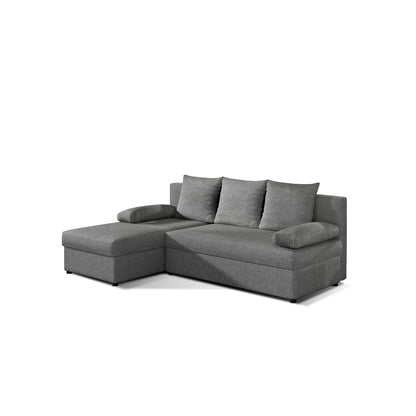 Canapé d'angle avec fonction couchage Canapé d'angle méridienne d'angle montable des deux côtés avec 5 coussins décoratifs, largeur totale 206 cm transformable en lit double