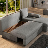 Ecksofa mit Schlaffunktion Eck-Sofa Corner Recamiere beidseitig montierbar mit 5 Dekokissen, 206 cm Gesamtbreite umbaubar zum Doppelbett