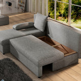 Ecksofa mit Schlaffunktion Eck-Sofa Corner Recamiere beidseitig montierbar mit 5 Dekokissen, 206 cm Gesamtbreite umbaubar zum Doppelbett