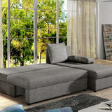 Ecksofa mit Schlaffunktion Eck-Sofa Corner Recamiere beidseitig montierbar mit 5 Dekokissen, 206 cm Gesamtbreite umbaubar zum Doppelbett