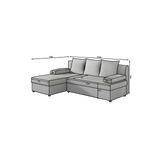Ecksofa mit Schlaffunktion Eck-Sofa Corner Recamiere beidseitig montierbar mit 5 Dekokissen, 206 cm Gesamtbreite umbaubar zum Doppelbett