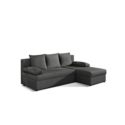 Canapé d'angle avec fonction couchage Canapé d'angle méridienne d'angle montable des deux côtés avec 5 coussins décoratifs, largeur totale 206 cm transformable en lit double