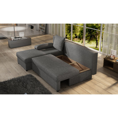 Canapé d'angle avec fonction couchage Canapé d'angle méridienne d'angle montable des deux côtés avec 5 coussins décoratifs, largeur totale 206 cm transformable en lit double