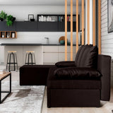 Ecksofa mit Schlaffunktion Eck-Sofa Corner Recamiere beidseitig montierbar mit 5 Dekokissen, 206 cm Gesamtbreite umbaubar zum Doppelbett