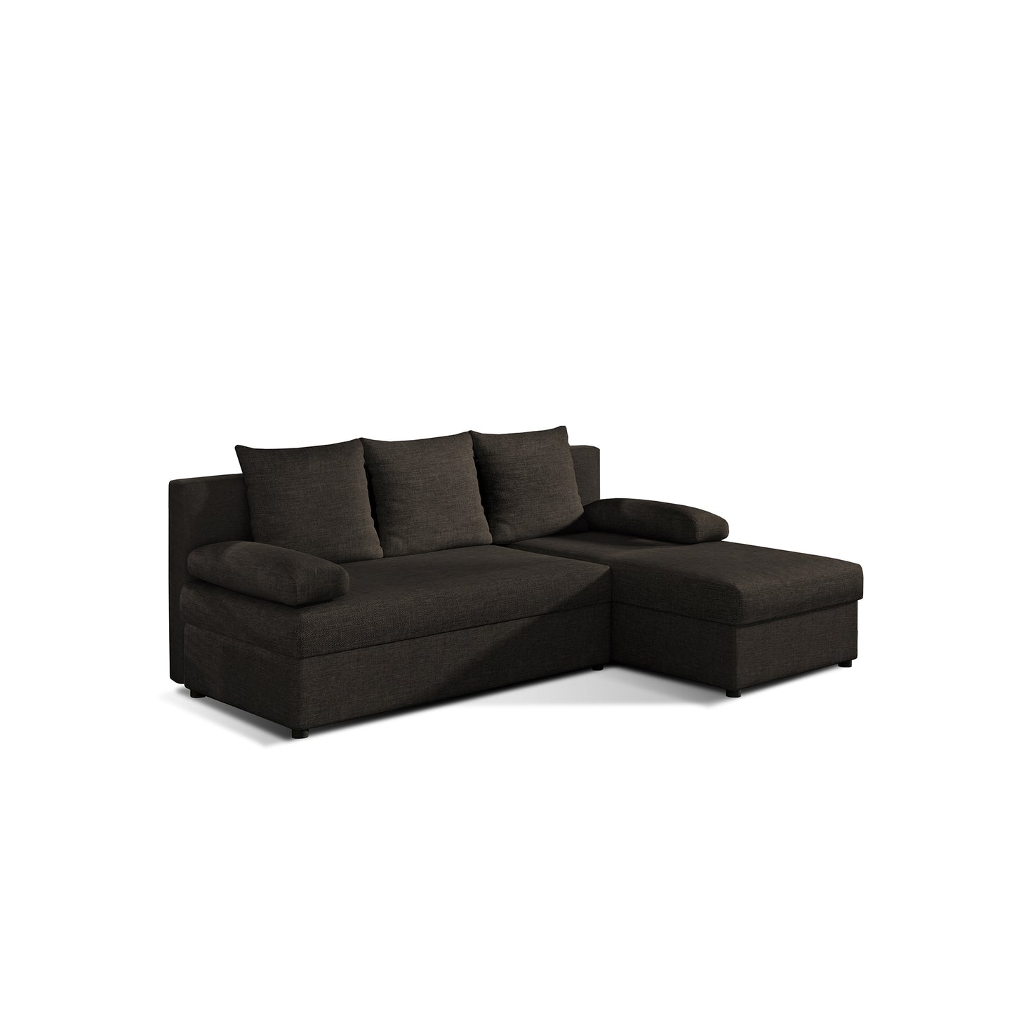 Ecksofa mit Schlaffunktion Eck-Sofa Corner Recamiere beidseitig montierbar mit 5 Dekokissen, 206 cm Gesamtbreite umbaubar zum Doppelbett