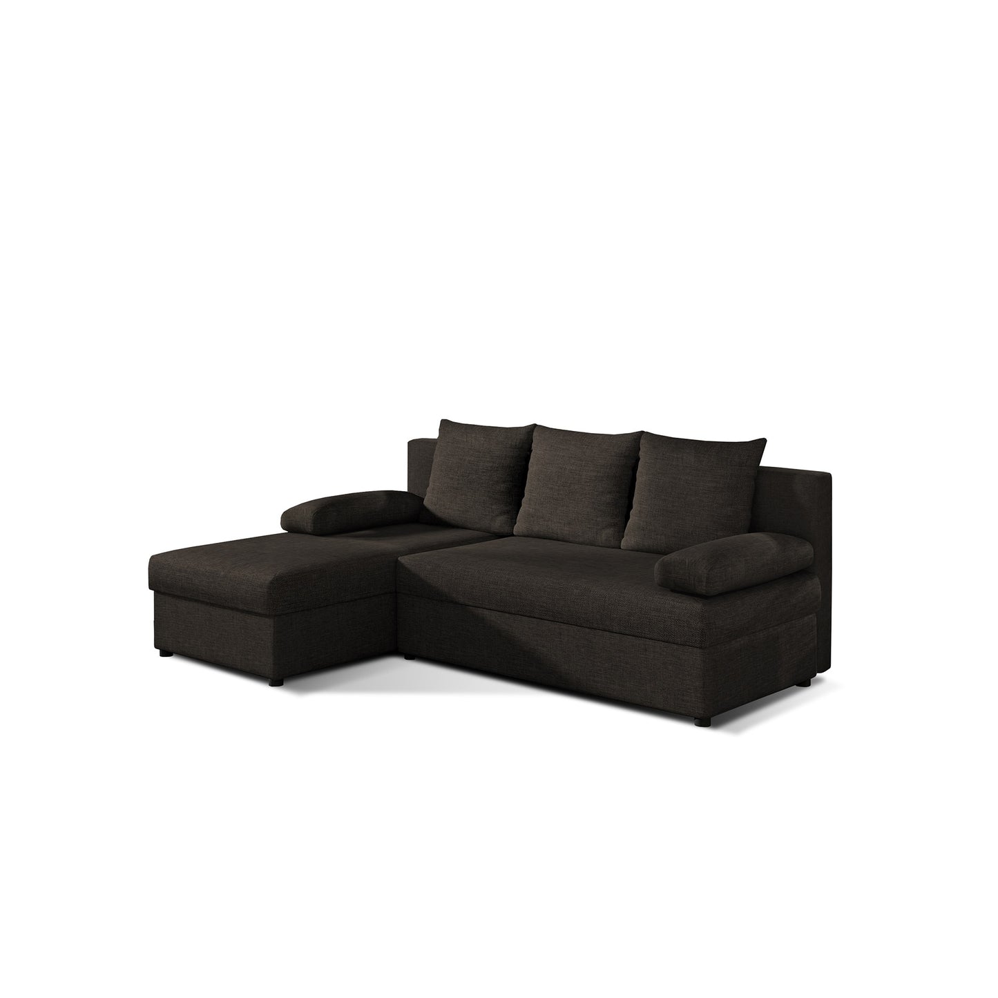 Canapé d'angle avec fonction couchage Canapé d'angle méridienne d'angle montable des deux côtés avec 5 coussins décoratifs, largeur totale 206 cm transformable en lit double