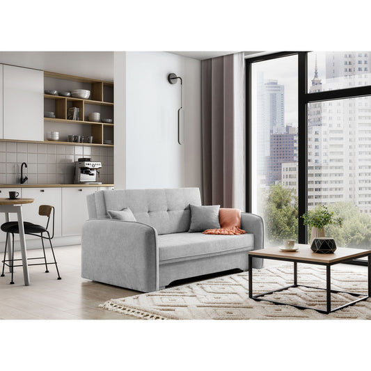 2-Sitzer Sofa Dreisitzer Schlafsofa, 2er Sofa mit 2 Dekokissen und Stauraum umbaubar zum Doppelbett