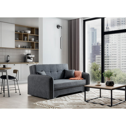 2-Sitzer Sofa Dreisitzer Schlafsofa, 2er Sofa mit 2 Dekokissen und Stauraum umbaubar zum Doppelbett