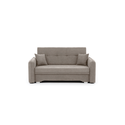 2-Sitzer Sofa Dreisitzer Schlafsofa, 2er Sofa mit 2 Dekokissen und Stauraum umbaubar zum Doppelbett