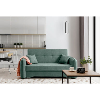 2-Sitzer Sofa Dreisitzer Schlafsofa, 2er Sofa mit 2 Dekokissen und Stauraum umbaubar zum Doppelbett