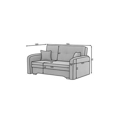 2-Sitzer Sofa Dreisitzer Schlafsofa, 2er Sofa mit 2 Dekokissen und Stauraum umbaubar zum Doppelbett