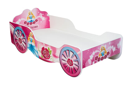 Lit enfant carrosse lit fille 70x140 | 80x160 avec matelas antichute en option | Lit de jeu pour enfants Princesse