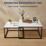 Lot de 2 tables basses carrées en bois, table de salon moderne, table d'appoint 2 en 1 avec structure en métal pour salon, bureau, table d'appoint design Loft TWIN, surface résistante aux rayures