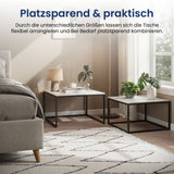 Lot de 2 tables basses carrées en bois, table de salon moderne, table d'appoint 2 en 1 avec structure en métal pour salon, bureau, table d'appoint design Loft TWIN, surface résistante aux rayures