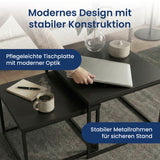 Lot de 2 tables basses carrées en bois, table de salon moderne, table d'appoint 2 en 1 avec structure en métal pour salon, bureau, table d'appoint design Loft TWIN, surface résistante aux rayures