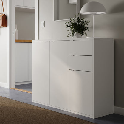 Kommode mit Schubladen und Türen Flur Schlafzimmer Wohnzimmer Organizer | weiß Holz Highboard Sideboard Mehrzweckschrank Schrank schmal