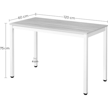 Esstisch Esszimmertisch quadratisch Holztisch Küchentisch Modern 120 x 60 x 75 cm, 18 mm Dicke, Holz Esszimmer Küche Wohnzimmer mit schwarzen Beinen aus Metall