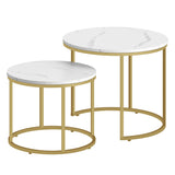 Table basse lot de 2 tables d'appoint rondes design loft 2 en 1 surface emboîtable résistante aux rayures, salon | 53cm et 43cm de large