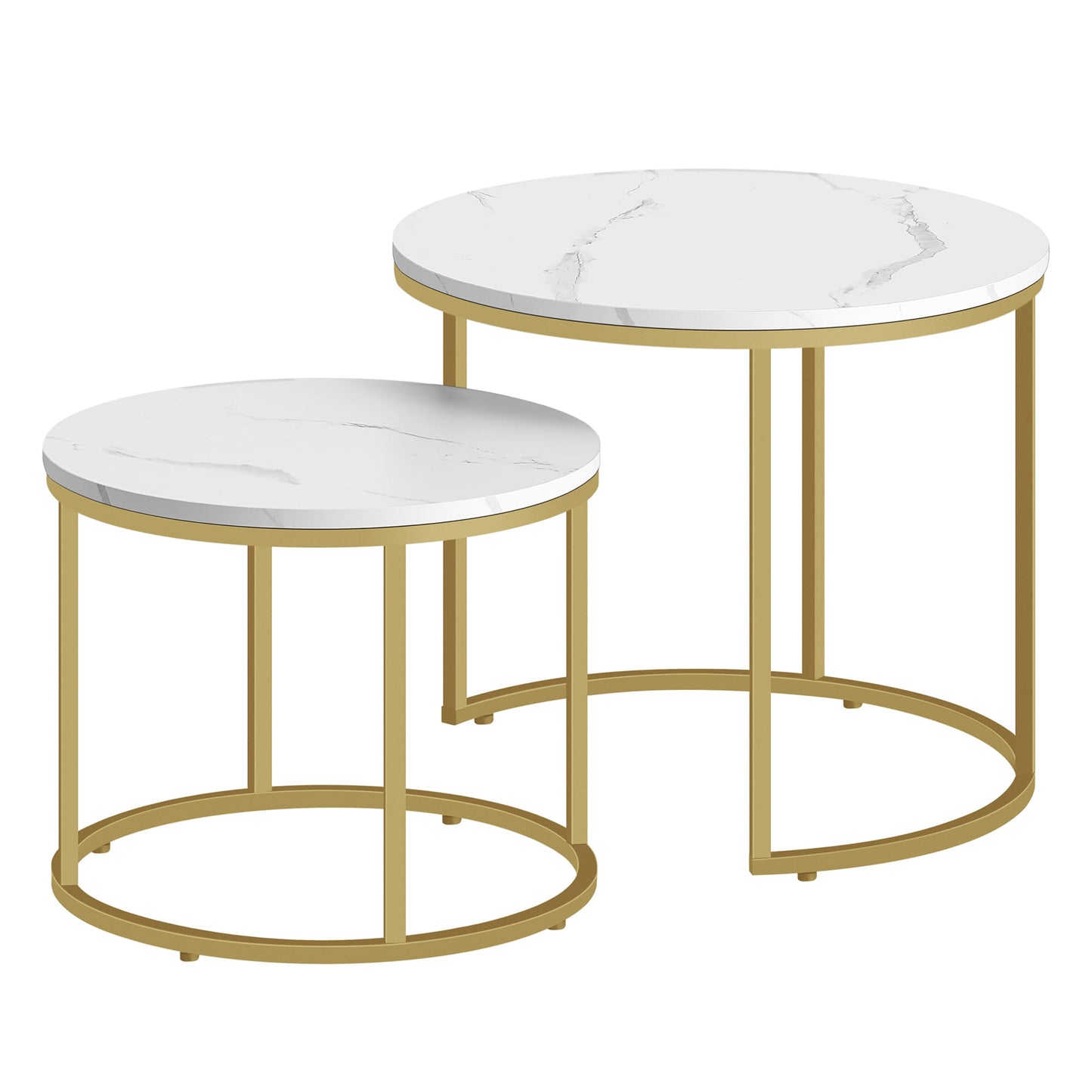 Table basse lot de 2 tables d'appoint rondes design loft 2 en 1 surface emboîtable résistante aux rayures, salon | 53cm et 43cm de large