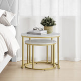 Table basse lot de 2 tables d'appoint rondes design loft 2 en 1 surface emboîtable résistante aux rayures, salon | 53cm et 43cm de large