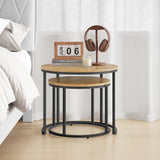 Table basse lot de 2 tables d'appoint rondes design loft 2 en 1 surface emboîtable résistante aux rayures, salon | 53cm et 43cm de large