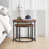 Table basse lot de 2 tables d'appoint rondes design loft 2 en 1 surface emboîtable résistante aux rayures, salon | 53cm et 43cm de large