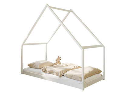 Lit maison lit enfant 90x200 cm lit avec sommier à lattes lit enfant lit maison lit à baldaquin en option avec matelas bois de pin massif blanc ou naturel garçon fille 200x90 cm