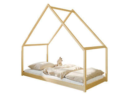 Lit maison lit enfant 90x200 cm lit avec sommier à lattes lit enfant lit maison lit à baldaquin en option avec matelas bois de pin massif blanc ou naturel garçon fille 200x90 cm