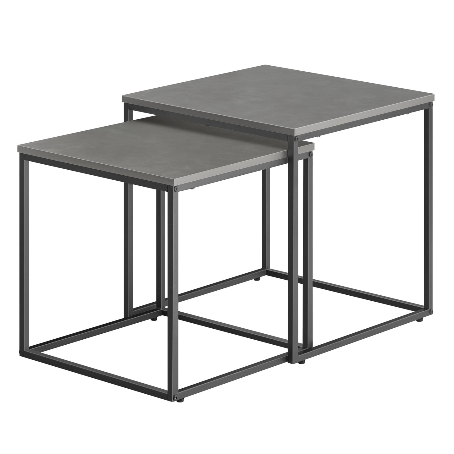 Lot de 2 tables basses carrées d'appoint design loft 2 en 1 avec surface anti-rayures pour salon | 50 cm et 45 cm de large