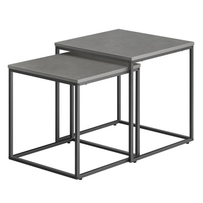 Lot de 2 tables basses carrées d'appoint design loft 2 en 1 avec surface anti-rayures pour salon | 50 cm et 45 cm de large