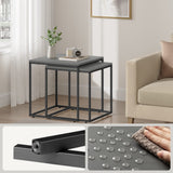 Table basse lot de 2 tables d'appoint rondes design loft 2 en 1 surface emboîtable résistante aux rayures, salon | 53cm et 43cm de large