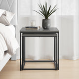 Table basse lot de 2 tables d'appoint rondes design loft 2 en 1 surface emboîtable résistante aux rayures, salon | 53cm et 43cm de large