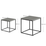 Table basse lot de 2 tables d'appoint rondes design loft 2 en 1 surface emboîtable résistante aux rayures, salon | 53cm et 43cm de large