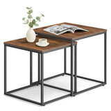 Table basse lot de 2 tables d'appoint rondes design loft 2 en 1 surface emboîtable résistante aux rayures, salon | 53cm et 43cm de large