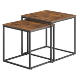 Table basse lot de 2 tables d'appoint rondes design loft 2 en 1 surface emboîtable résistante aux rayures, salon | 53cm et 43cm de large