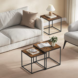 Table basse lot de 2 tables d'appoint rondes design loft 2 en 1 surface emboîtable résistante aux rayures, salon | 53cm et 43cm de large